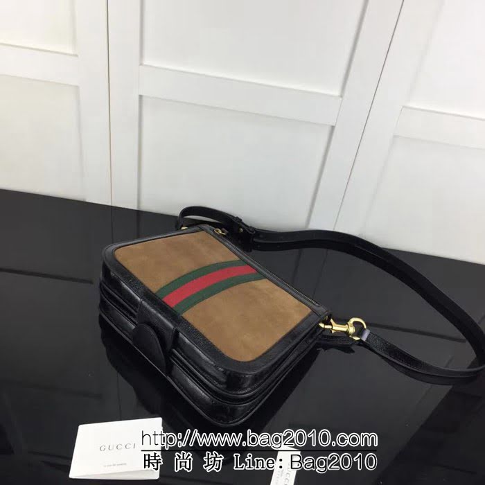 GUCCI古馳頂級原單 新款專櫃品質 實物實拍523658棕色磨沙皮配克漆皮肩背包 HY1304